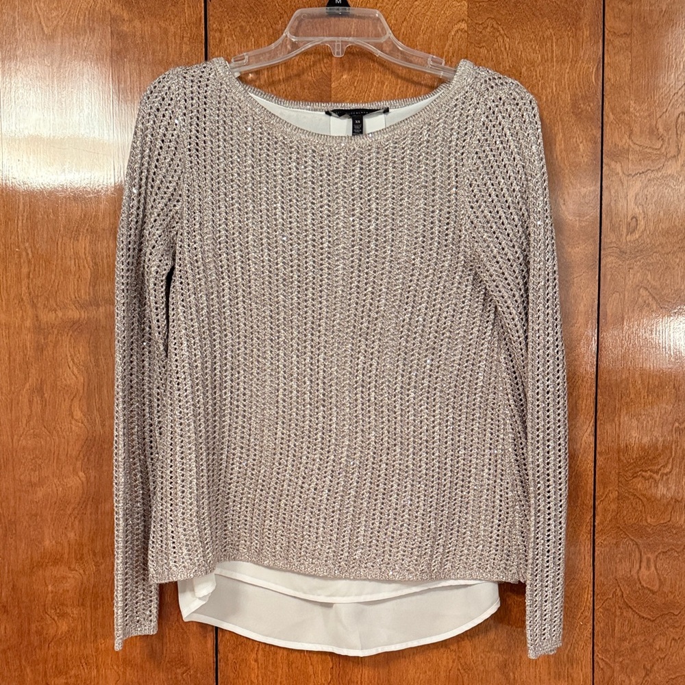 White House Black Market Metallic Knit Top